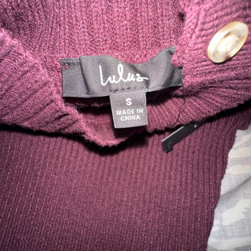 Lulus Plum Burgundy Ribbed Mock Neck Long Sleeve Maxi Dress‎ Small - Picture 5 of 6